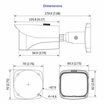 Dahua IPC-HFW5442E-SE 4MP IP-torukaamera ePoE WDR(140) IVS-AI IR50m mSD 2.8mm