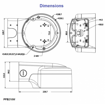 Настенное крепление PFB210W для купольной камеры Dahua