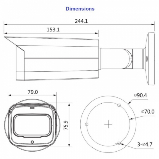 4MP IP-torukaamera Dahua IPC- HFW5442T-ASE ePoE WDR(140) IVS-AI IR50m mSD I/O audio 2.8mm