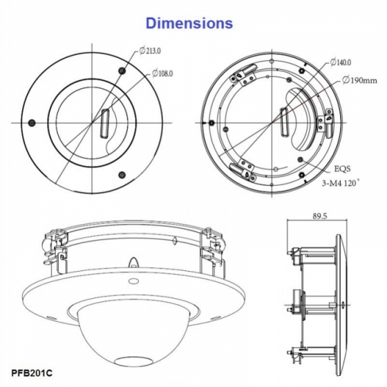 Dahua kuppelkaamerate riputamise adapter PFA101