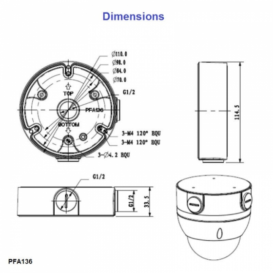 Dahua kaamerate paigaldusalus / ühendusbox PFA136
